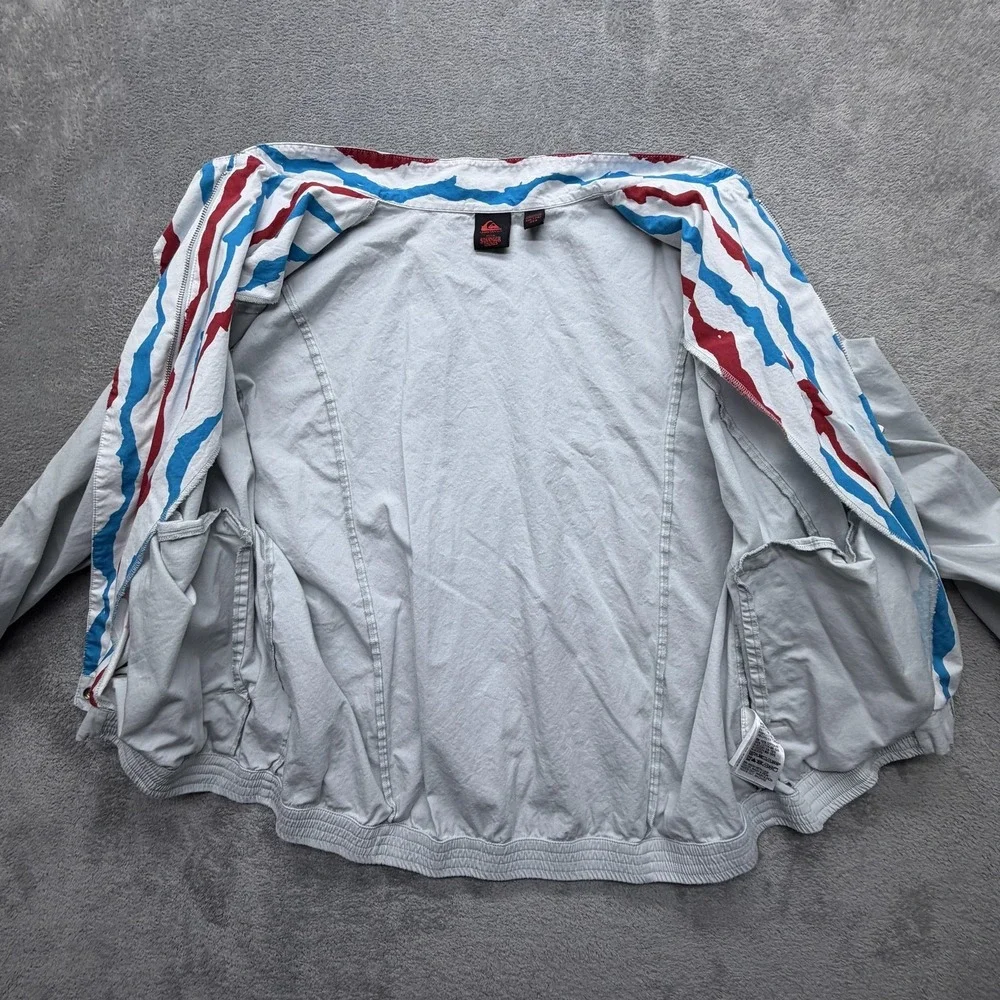 Quiksilver Jacket Mens 2XL Gray Bomber Collared Lined Stranger Things‎ Logo